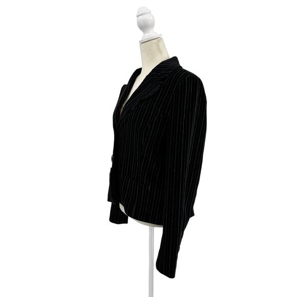 Caslon Blazer WMNS Two-Button Petite L Black/Pink/Yellow Striped Retro Coat Y2K - Picture 3 of 7